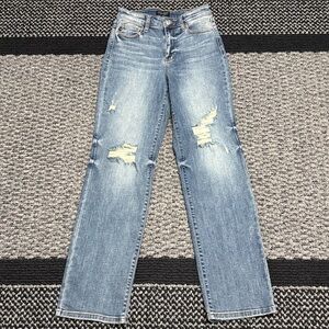 Judy Blue Dad Jean Women’s Sz 27 Retro Classic Straight Distressed Thrashed Y2K